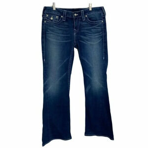 True Religion Jeans Women's 32 Bootcut‎ Dark Wash Denim Embellished Pockets Y2K